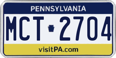 PA license plate MCT2704