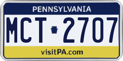PA license plate MCT2707