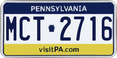 PA license plate MCT2716