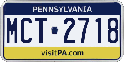 PA license plate MCT2718