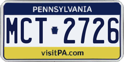 PA license plate MCT2726