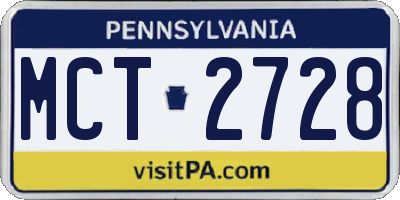 PA license plate MCT2728