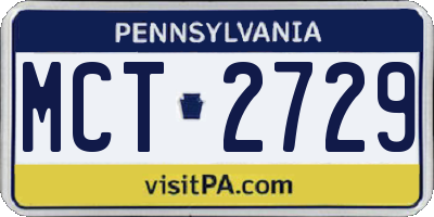 PA license plate MCT2729
