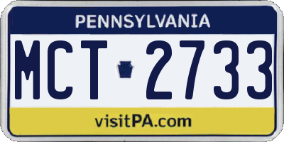 PA license plate MCT2733