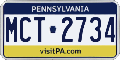 PA license plate MCT2734