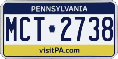 PA license plate MCT2738