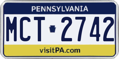PA license plate MCT2742