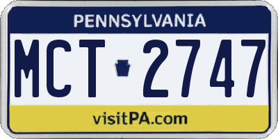 PA license plate MCT2747