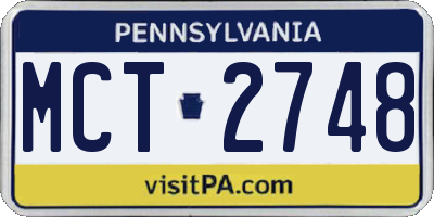 PA license plate MCT2748