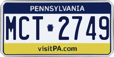 PA license plate MCT2749