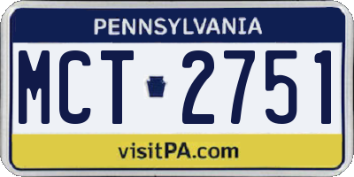 PA license plate MCT2751