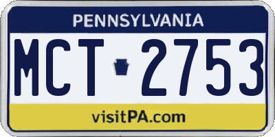 PA license plate MCT2753