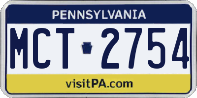 PA license plate MCT2754
