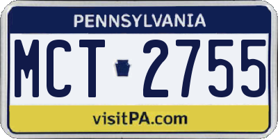 PA license plate MCT2755