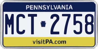 PA license plate MCT2758