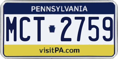 PA license plate MCT2759