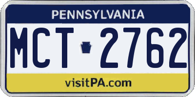 PA license plate MCT2762