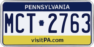 PA license plate MCT2763
