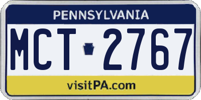 PA license plate MCT2767