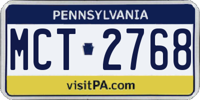 PA license plate MCT2768