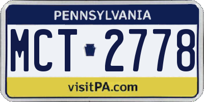 PA license plate MCT2778