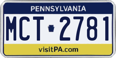 PA license plate MCT2781