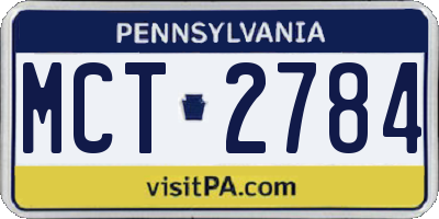 PA license plate MCT2784