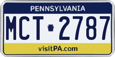PA license plate MCT2787