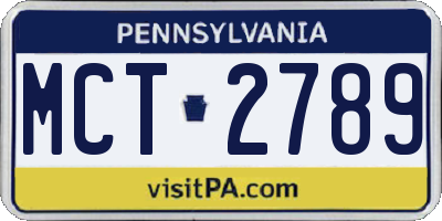 PA license plate MCT2789