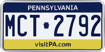 PA license plate MCT2792