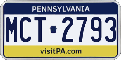 PA license plate MCT2793
