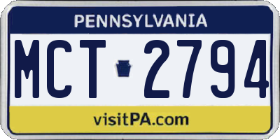 PA license plate MCT2794