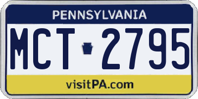 PA license plate MCT2795