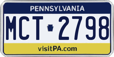 PA license plate MCT2798
