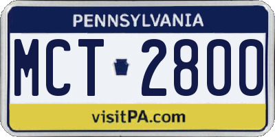 PA license plate MCT2800
