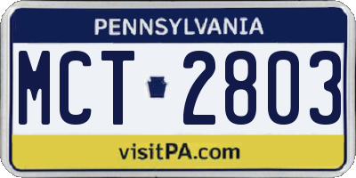 PA license plate MCT2803