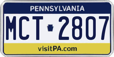 PA license plate MCT2807