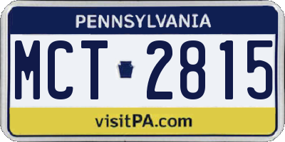 PA license plate MCT2815