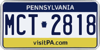 PA license plate MCT2818