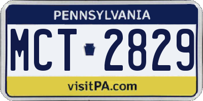 PA license plate MCT2829