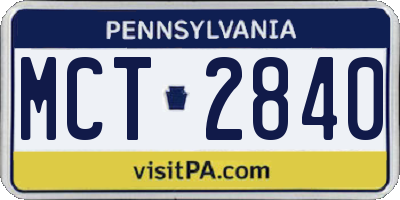 PA license plate MCT2840