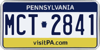 PA license plate MCT2841