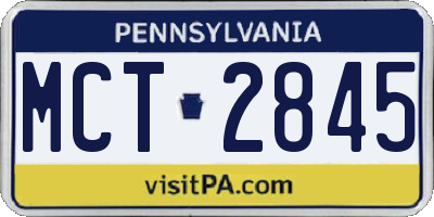 PA license plate MCT2845