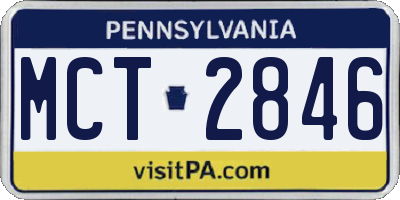 PA license plate MCT2846