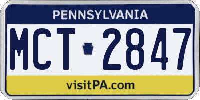 PA license plate MCT2847