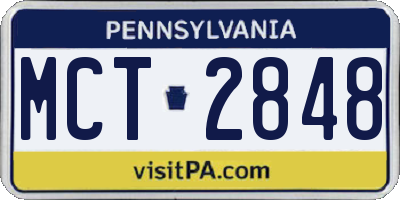 PA license plate MCT2848