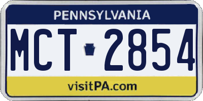 PA license plate MCT2854