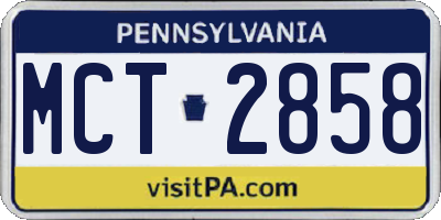 PA license plate MCT2858