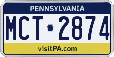 PA license plate MCT2874