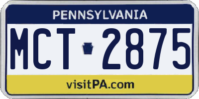 PA license plate MCT2875